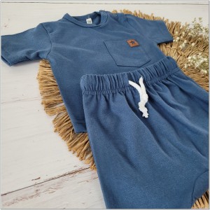 Komplet 2 częściowy na lato tshirt +spodenki granatowy dla niemowlaka
