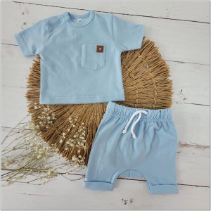 Komplet 2 częściowy na lato tshirt +spodenki błękitny dla niemowlaka