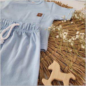 Komplet 2 częściowy na lato tshirt +spodenki błękitny dla niemowlaka