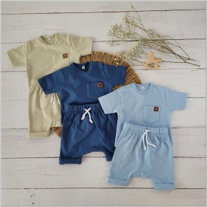 Komplet 2 częściowy na lato tshirt +spodenki oliwkowy dla niemowlaka