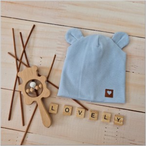 Niebieska czapka podwójna, elastyczna dla niemowlaka. Bawełniana czapeczka na wiosnę, lato, jesień dla noworodka. Czapeczka na wyjście ze szpitala dla chłopczyka.