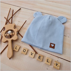 Niebieska czapka podwójna, elastyczna dla niemowlaka. Bawełniana czapeczka na wiosnę, lato, jesień dla noworodka. Czapeczka na wyjście ze szpitala dla chłopczyka.