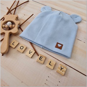 Niebieska czapka podwójna, elastyczna dla niemowlaka. Bawełniana czapeczka na wiosnę, lato, jesień dla noworodka. Czapeczka na wyjście ze szpitala dla chłopczyka.