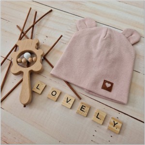 Różowa czapka podwójna, elastyczna dla niemowlaka. Bawełniana czapeczka na wiosnę, lato, jesień dla noworodka. Czapeczka na wyjście ze szpitala dla dziewczynki.