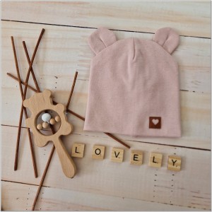 Różowa czapka podwójna, elastyczna dla niemowlaka. Bawełniana czapeczka na wiosnę, lato, jesień dla noworodka. Czapeczka na wyjście ze szpitala dla dziewczynki.