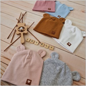 Różowa czapka podwójna, elastyczna dla niemowlaka. Bawełniana czapeczka na wiosnę, lato, jesień dla noworodka. Czapeczka na wyjście ze szpitala dla dziewczynki.