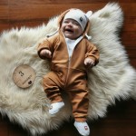  Kombinezon z kapturem pajac 50-92  wygodny bawełniany cynamonowy