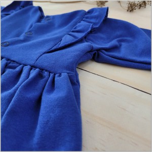 Bawełniana, wygodna sukienka niemowlęca szafirowa, niebieska. Modna dresowa sukienka dla dziecka na wesele, uroczystości