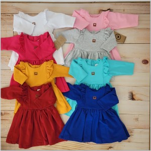 Bawełniana, wygodna sukienka niemowlęca szafirowa, niebieska. Modna dresowa sukienka dla dziecka na wesele, uroczystości