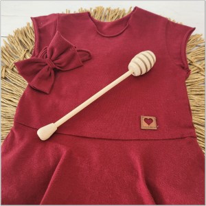 Bordowa bodosukienka z opaską na lato dla dziewczynki.  Przewiewna letnia bodosukienka dziewczęca.