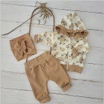 Bawełniany zestaw dresik dziecięcy 3 cz róże czekoladowe 56-86  