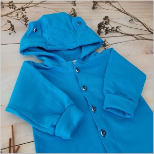 Dresowy bawełniany wiosenny, letni, jesienny kombinezon niemowlęcy. Pajac dla niemowlaka  kobaltowy niebieski. Dres dla noworodka