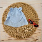 Muślinowa czapka na lato z uszkami niemowlęca rozmiar 0-6miesięcy  6-12miesięcy 12+ błękitna