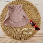 Muślinowa czapka na lato z uszkami niemowlęca rozmiar 0-6miesięcy  6-12miesięcy 12+ czekolada