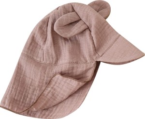 Niemowlęca czapka muślinowa. Czapka na lato dla niemowląt. Czapka muślinowa niemowlęca z uszkami i przedłużanym tyłem. Przewiewna muślinowa czapka na lato dla dziecka.