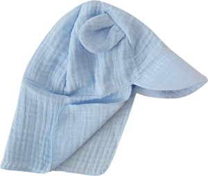 Niemowlęca czapka muślinowa. Czapka na lato dla niemowląt. Czapka muślinowa niemowlęca z uszkami i przedłużanym tyłem. Przewiewna muślinowa czapka na lato dla dziecka.