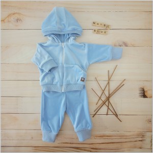 Dres welurowy niemowlęcy niebieski