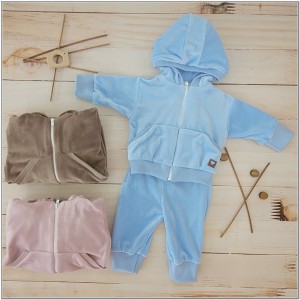 Dres welurowy niemowlęcy niebieski