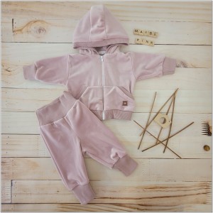 Dres welurowy niemowlęcy brudny róż