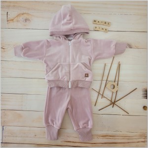 Dres welurowy niemowlęcy brudny róż