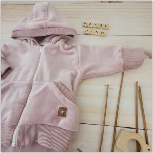 Dres welurowy niemowlęcy brudny róż