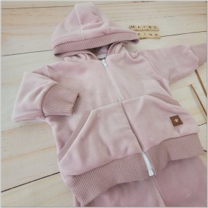 Dres welurowy niemowlęcy brudny róż