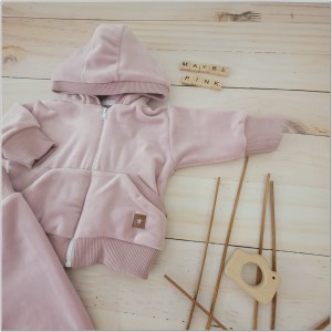 Dres welurowy niemowlęcy brudny róż