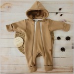 Kombinezon pajacyk z kapturem  z ocieplanej dresówki 56-92  beżowy