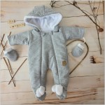 Dwustronny kombinezon zimowy ocieplany z rękawiczkami 56-86 szary