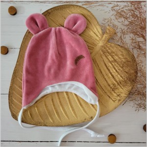 13 czapka niemowlęca welurowa wiązana .jpg