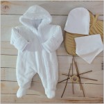 Kombinezon +czapka+apaszka wiosna jesień biały ostatnie sztuki 56, 62, 86