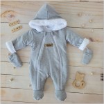 Kombinezon bawełniany przejściowy jesień-zima szary ostatnia sztuka 62