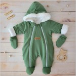 Kombinezon bawełniany przejściowy jesień-zima khaki/zielony ostatnie sztuki 56, 62