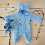Ciepły miękki kombinezon misiowy WIOSNA-JESIEŃ 56 niebieski