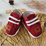 Buciki niemowlęce wiązane dresowe wkładka 9-12cm bordowe