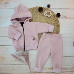 KAZUM Dres bluza + spodnie z dresówki ocieplanej 56-86 powder pink
