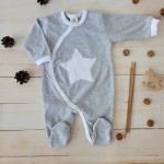 Pajacyk bawełniany 100% wysoka jakość gwiazda szary ostatnie sztuki 50, 68, 74, 80