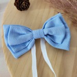 Elegancka muszka niemowlęca tkanina wiązana niebieska