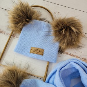 2 czapka zimowa z pomponami + SZALIK Z pomponami .jpg