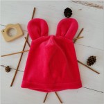 Welurowa czapka niemowlęca z uszkami  56-86 amarant różowa