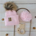 Czapka zimowa z pomponem 3w1 różowa