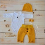 4 cz dres/komplet bawełniany zestaw elegant musztardowy ostatnie sztuki 80
