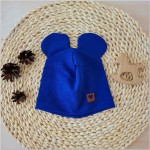 Dresowa czapka niemowlęca z uszkami  56-62 szafirowa