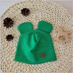 Dresowa czapka niemowlęca z uszkami  56-62 zielona