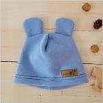 KAZUM Czapka z uszkami z dresówki ocieplanej baby blue ostatnie sztuki 80/86