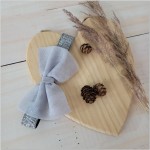 opaska na gumie kokarda tiulowa szara 