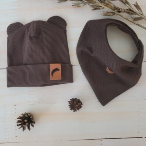 2 czapak + apaszka prążkowana niemowlęca.JPG