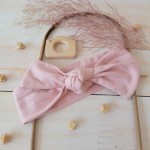 Piękna opaska kokarda pin-up dla niemowląt 0-12 mc brudny róż wiązana