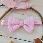 Opaska muślinowa bezuciskowa z kokardką różowa 