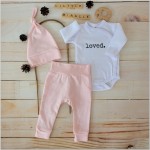 3cz komplet niemowlęcy 50-68 różowy loved.